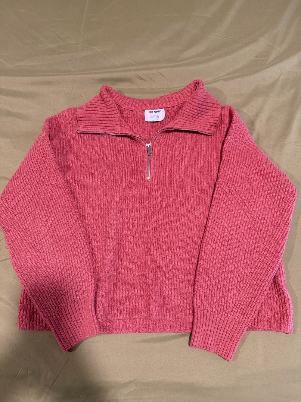 Old Navy Women's Rose Pink Half-Zip Ribbed Pullover